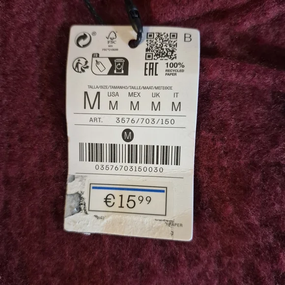 Stradivarius Soft Fringe Scarf Deep Burgundy - Picture 2 of 4